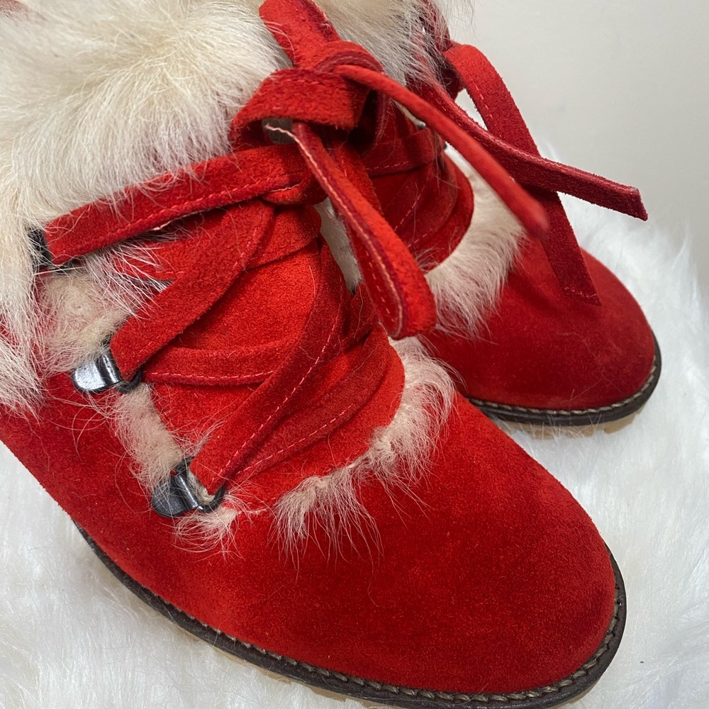 {EUC} Coach Kristy Suede And Faux Fur Mules Heels Shoes Italy 8.5 - Picture 2 of 11